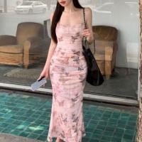 ราคา ส่งไวจากไทย ฟรี Z102 เดรสสายเดี่ยวลายผีเสื้อ กระโปรงยาว งานแฟชั่น (24742674379)