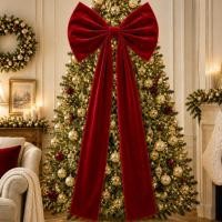 ราคา 1 5M Luxury Burgundy Velvet 3D Giant Christmas Bow พวงหรีดขนาดใหญ่ Tree Topper ตกแต่งหน้าต่างสําหรับปาร์ตี้วันหยุด งานแต่งงาน บ้าน Décor (52317230745)