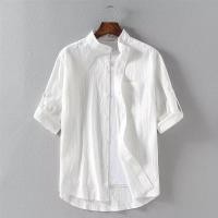 ราคา เสื้อเชิ้ตแขนสั้นผ้าลินินแบรนด์อินเทรนด์ของผู้ชายแขน 3 4 เสื้อโอเวอร์ไซส์สไตล์เกาหลีอินเทรนด์ (29850835344)