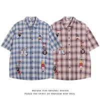 ราคา เสื้อเชิ้ตแขนสั้นลายหมากรุกสําหรับผู้ชายและผู้หญิงในฤดูร้อนหลวมและอเนกประสงค์เสื้อเชิ้ตคู่รัก (29014581813)