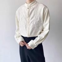 ราคา เสื้อเชิ้ตแขนยาว คอตั้ง ปักลาย สไตล์จีน สําหรับผู้ชาย (25806488177)
