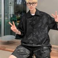 ราคา เสื้อเชิ้ตแขนสั้น พิมพ์ลายมังกร สไตล์จีน แฟชั่นฤดูร้อน สําหรับผู้ชาย (25406851095)