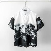 ราคา เสื้อเชิ้ตแขนสั้น พิมพ์ลายภูเขาหิมะ สไตล์เกาหลี สําหรับผู้ชาย (22584976965)