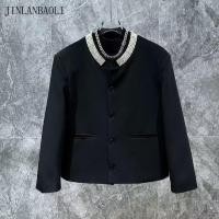 ราคา จินหลานเปาลี เสื้อสูทสีขาวไหล่เสื้อสูทสั้น (47914016535)