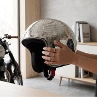 ราคา Luocute Disco Ball หมวกกันน็อค Punk สไตล์หมวก Visor แบบพับเก็บได้และกระจกสะท้อนแสงแบบทามือสําหรับ Bar Party (57166929059)