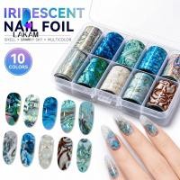ราคา LAKAM ฟอยล์โอนเล็บ รูปแบบเปลือกหอย Starry Sky รูปแบบสติกเกอร์ฟอยล์ PET DIY Nail Art กล่องม้วนเล็บฟอยล์อุปกรณ์แต่งเล็บ (54665821984)