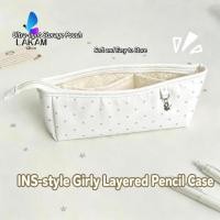 ราคา LAKAM กระเป๋าดินสอ ดินสอเปิดขนาดใหญ่พิมพ์ลายดาว ของขวัญกระเป๋าเครื่องเขียนหลายช่องความจุขนาดใหญ่ที่ทนทาน (53417440066)