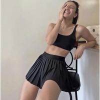 ราคา พร้อมส่ง กระโปรงเทนนิส สีดำ ของใหม่ cute black tennis skirt (20658546056)