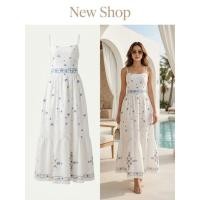 ราคา ชุดเดรสยาวสายเดี่ยว คอเหลี่ยม สีขาว พิมพ์ลาย ผ้าชีฟอง มีซับใน สายปรับใช้งานได้ สม็อคด้านหลัง ความยาว56นิ้ว (47315654460)