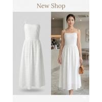 ราคา ชุดเดรสสายเดี่ยว สีขาว คอเหลี่ยม ลายฉลุ สม็อคหลัง กระโปรงทรงบาน สายปรับสั้นยาวได้ ผ้าคอตตอน (57757047892)
