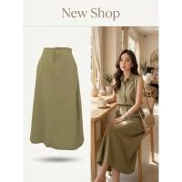ราคา กระโปรงยาว เอวสูง ทรงเอ ผ่าหลัง สีเขียว เอวสม็อคหลัง ผ้าพริ้ว มีกระเป๋าข้าง ความยาวชุด 31 นิ้ว (47560807942)