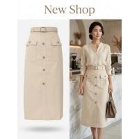 ราคา กระโปรงยาวเอวสูงสีครีม มาพร้อมเข็มขัดและกระเป๋าหน้า ใส่ทำงานหรือเที่ยว กระโปรงคาร์โก้ (54106272871)