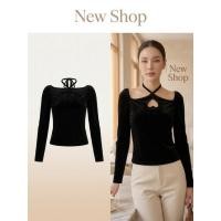 ราคา เสื้อกำมะหยี่ เเขนยาว สีดำ ดีเทลสายคล้องคอ เว้าอกรูปหัวใจ ทรงเข้ารูป ความยาวชุด 18 นิ้ว (47615358394)