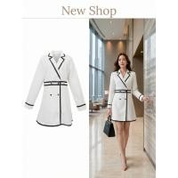 ราคา เดรสสูทแขนยาวผ้าทวิตสีขาว แต่งดีเทลปกสีดำ ทรงสวยเข้ารูปใส่ทำงานหรือออกงาน ชุดเดรสทำงาน (43428752585)