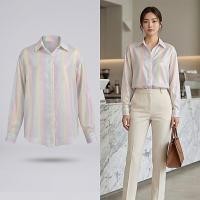 ราคา เสื้อเชิ้ตซีทรูแขนยาวลุคมินิมอล สีพาสเทล ผ้าชีฟอง (57759755354)