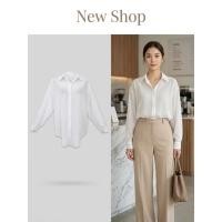 ราคา เสื้อเชิ้ตซีทรู คอปก แขนยาว แต่งโบว์ผูกด้านหลัง สีขาว (51109468329)