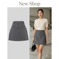 ราคา กระโปรงสั้นเอวสูง สีเทากลาง ทรงเรียบสไตล์เกาหลี ใส่เที่ยวหรือทำงานได้ กระโปรงทำงาน (51056272961)