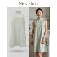 ราคา ชุดเดรส สีเขียวอ่อน แขนกุด คอสูง ผูกโบว์ด้านหลัง ทรงปล่อย ผ้าเนื้อนุ่ม มี 2 สี (48259417376)