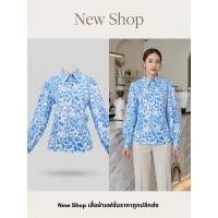 ราคา เสื้อเชิ้ตผู้หญิง เสื้อเชิ้ตแขนยาวผู้หญิงพิมพ์ลายดอกไม้สีฟ้า ผ้าโพลีเอสเตอร์พิมพ์ลาย (42921621735)