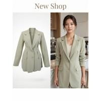 ราคา เสื้อเบลเซอร์ผู้หญิงแฟชั่น เสื้อสูทผู้หญิงโทนสุภาพ สีเขียวพลาสเทล ผ้าโพลีเอสเตอร์ (41870959671)