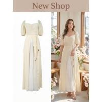 ราคา เดรสพลีทยาว เดรสยาวแขนตุ๊กตา ผ้าชีฟองซ้อนผ้าพลีท สำหรับออกงาน โทนสีเหลือง (40874092271)