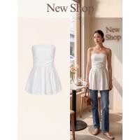 ราคา เสื้อเกาะอก สม็อคหลัง ชายระบายกระดุมหน้า มี 4 สี ขาว เหลืองเบจ น้ำตาลเบจ ลายทางพื้นเบจ ความยาวเสื้อ 18 นิ้ว (40133358315)
