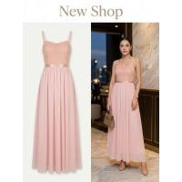 ราคา ชุดเดรส สีโอรส ด้านบนเป็นผ้าชีฟองฉลุ (25564287752)