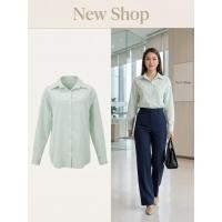 ราคา เสื้อเชิ้ตลายทางแขนยาวคอปก ปลายแขนมีกระดุม มีสีเขียว สีฟ้า (57509947356)