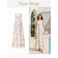 ราคา ชุดเดรสคาเฟ่ เดรสยาวสายเดี่ยว โทนสีชมพู มินิมอลแฟชั่นเกาหลี (57050241601)
