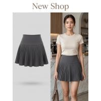 ราคา กระโปรงกางเกง ทรงพลีท สีเทา เอวสูง (55756893291)