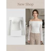 ราคา เสื้อเปิดไหล่แขนยาวผ้าลูกไม้ยืด มีซับด้านใน แต่งผูกโบว์ด้านหลัง สีให้เลือก2สี (52858598110)