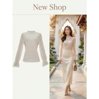 ราคา เสื้อแฟชั่นลูกไม้สีอ่อน คอปิดเรียบร้อย ใส่ทำงานหรือคาเฟ่ เสื้อลูกไม้ (52006285502)