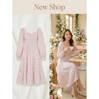 ราคา ชุดเดรสลายดอกไม้ ชุดเดรสพิมพ์ลาย สีขาว แขนยาว ผ้าไหมอิตาลี ความยาวชุด 41 (41452630156)
