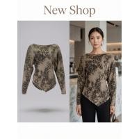 ราคา เสื้อแขนยาวปาดไหล่ ลายเสือ สีครีมอมเทา ชายเสื้อโค้งหน้า (51559908664)