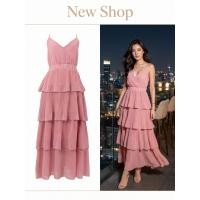 ราคา เดรสยาวสีชมพู สายเดี่ยว ทรงหวาน เดรสผ้าอัดพลีต สีชมพูอ่อน ผ้าชีฟองอัดพลีท (41927281079)