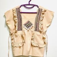 ราคา เสื้อพื้นเมืองสีเหลือง ผ้าฝ้ายมีกระเป๋าผูกเอว อก 44 ยาว 22 นิ้ว (56267470626)