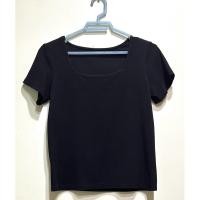 ราคา เสื้อคอเหลี่ยมแขนสั้นสีดำสนิท ผ้ายืดตามตัว อก 34 ยาว 21 นิ้ว (46765391179)