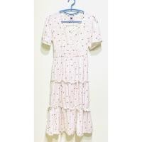 ราคา เดรสยาวแขนสั้นสีครีมลายดอก งานป้าย เอวสม็อคผูกหลัง อก 36 เอว 28 30 สะโพกฟรี ยาว 42 นิ้ว อ่าน (48466372298)