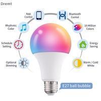 ราคา Dremt 15W Blue ฟันควบคุมหลอดไฟอัจฉริยะ E27 RGB LED โคมไฟหรี่แสงได้ตกแต่งบ้าน mt (51863697556)