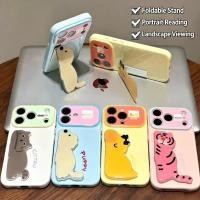 ราคา เคสไอโฟนลายสัตว์น่ารัก ขาตั้งพับได้ TPU นุ่ม กันกระแทก สำหรับ เคสไอโฟน 13 17 16 15 14 (57865394692)