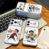 ราคา เคสไอโฟนหนังแกะเทียม ขอบชุบเงินโลหะหน้าต่างกล้องใหญ่ ลายการ์ตูน Q เวอร์ชัน Messi CR7 Neymar นักฟุตบอลดัง สไตล์สปอร์ตเท่ ผิวลายลูกพีชกันรอยนิ้วมือ กันกระแทก สำหรับ เคสไอโฟน 17 16 15 14 13 (50263605364)