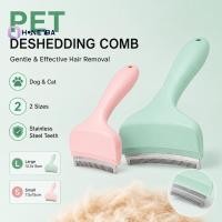 ราคา Honeyby Pet Deshedding Brush Smooth Rounded Tooth Non Slip Handle Tangle Free Dog Fur Remover for Home Pet Grooming Sessions Nice (56667210465)