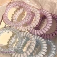 ราคา 4ชิ้นผู้หญิงเกลียวผูกผมโทรศัพท์สายไฟผมแหวนยืดหยุ่นหัวยางรัด ยางรัดผม หมวก อุปกรณ์ (47216154616)