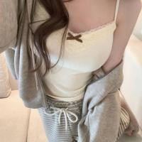 ราคา Annapursky Bow ตกแต่ง V Ne Slim Tank ใหม่เป็นมิตรกับผิวเซ็กซี่ Ba ลูกไม้ Trim ลูกไม้เซ็กซี่ Trim แรงเสียดทานต่ําถัก Camisole TH (52617511460)