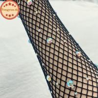 ราคา FENGYUN สีขาวสีแดงยาวตาข่ายถุงมือ Rhinestones Hollow ตกปลาสุทธิถุงมือผู้หญิงนิ้วมือแฟนซีคอสเพลย์ Fishnet ถุง TH (57916127608)