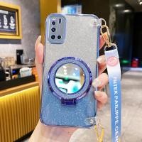 ราคา ปลอกสําหรับ Samsung Galaxy Note 20 4G 5G Note 20 Ultra Note 8 9 Note 10 Pro Note 10 Plus วงกลมกระจกขาตั้งวงเล็บGlitterแป้งยาวเชือกแขวนAnti Dropเคสโทรศัพท์ (24134842334)