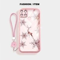 ราคา VRQR สําหรับ Oppo Realme C12 C15 C25S C25 C30S C30 Narzo 20 30A 50A Narzo 50i Prime กวางดอกไม้กันกระแทกใสเคสโทรศัพท์พร้อมเชือกดอกไม้ (52004506057)