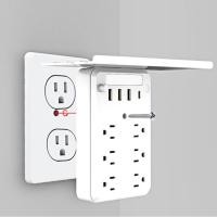 ราคา GOWENIC Wall Outlet Extender พร้อมชั้นวางและ Night Light Multi Plug Protector 4 พอร์ต USB 6 AC Outlets Expander Charger (41832512200)