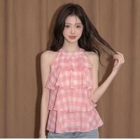 ราคา ลดราคาจํากัดเวลา เสื้อชั้นในสตรีคล้องคอแขนกุดลายสก๊อตสีชมพู เสื้อเชิ้ตเด็กดูยักษ์ฝรั่งเศส Dopamine (44512215908)