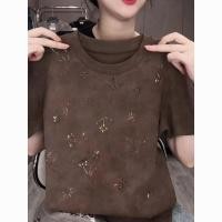ราคา โปรโมชั่นจํากัดเวลา 2026 Simple Fashion Korean Version Hot Rhinestone Front Shoulder Ladies t Shirt Pullover Short Sleeved New (47167080744)